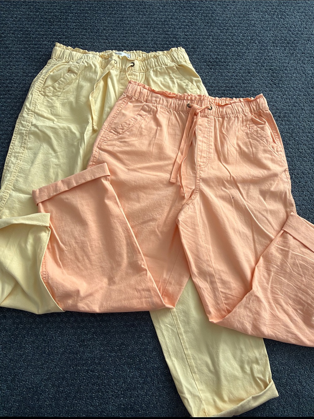Sonoma Drawstring Jogger Pants in Peach and Pale Yellow